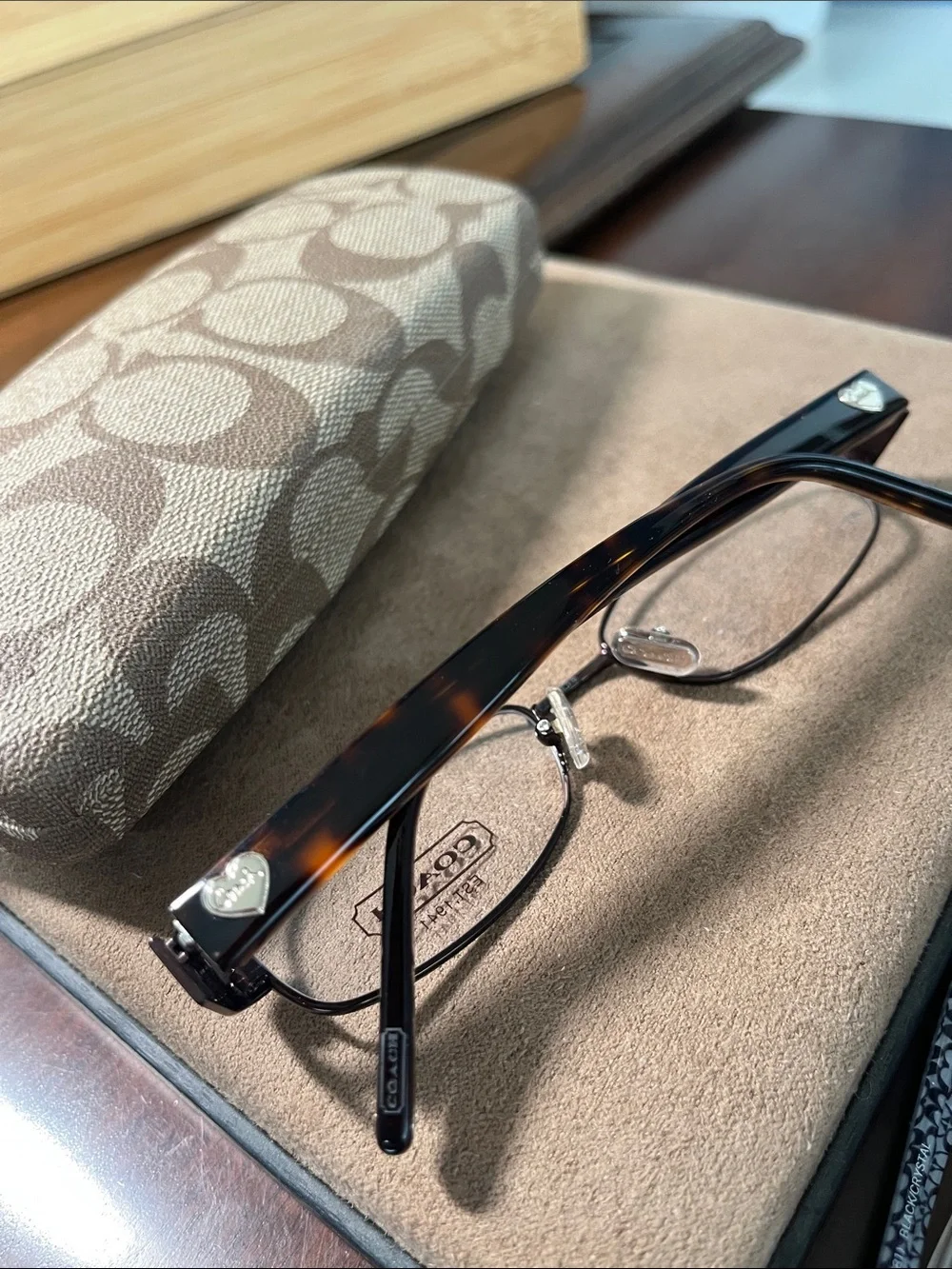 Coach Brown Tortoise Rectangular Eyeglasses